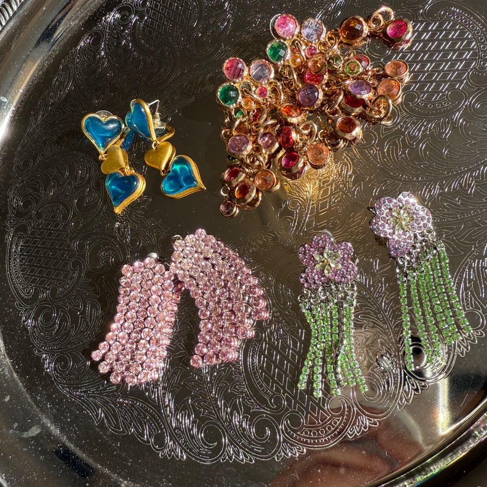 ✨ Cute earrings set/ pink/ blue/ red/ heart/ 💎 floral/ tassel